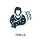 Chills icon. Monochrome sign from hospital regime collection. Creative Chills icon illustration for web design
