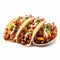 Chillwave Style Tacos With Beans And Sauce On White Background