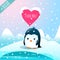 Chilly Lovesick Penguin with I Love You Heart