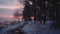 Chilly Winter Landscape With Evening Glow - Photorealistic 4k Scenery