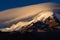 Chimborazo with clouds and blue sky