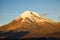 Chimborazo volcano at sunset.