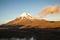 Chimborazo volcano at sunset.