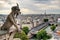 Chimera of the Cathedral of Notre Dame de Paris overlooking Paris