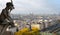 Chimeras gargoyles of the Cathedral of Notre Dame de Paris overlooking Paris,