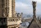 Chimeras gargoyles of the Cathedral of Notre Dame de Paris overlooking Paris