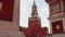 Chimes on Red Square in Moscow, symbols of the country, night. Big clock on the tower.