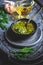 Chimichurri verde - Fresh traditional chimichurri sauce for barbecue meat