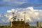 Chimney and antennae under beautiful sky