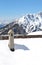 Chimney of a chalet in mountains with snow