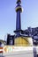 Chimney of the famous Hundertwasser architecture building, Spittelau waste incineration plant in a sunny day