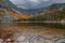 Chimney Pond in Baxter State Park, Maine, with stunning early Fall Foliage