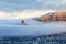 Chimney Rock and Sedona at sunrise after snowfall