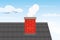 chimney smoke and roof house heating, air pollution, carbon dioxide concept