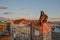 Chimney sweep monument on the roof