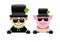 Chimney Sweep And Pig Cylinder Sunglasses Holding Horizontal Banner