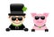 Chimney Sweep And Pig With Sunglasses Holding Horizontal Banner