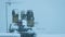 Chimneys And Aerials On Rooftop Covered In Snow