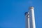 Chimneys in front of blue sky