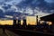 Chimneys of nuclear power plant at dusk