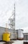 Chimneys, ventilation system and lightning protection of an industrial gas boiler on the roof of a building