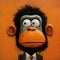 Chimp Comics: A Dark Orange Monkey In Business Suit With Odd Juxtapositions