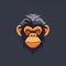 Chimp Head Logo Design In Flat Style With Moody Color Scheme