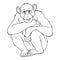 Chimpanzee Cartoon Animal Illustration BW