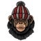 Chimpanzee, chimp portrait. Monkey face. Ape head. Knitted wool winter hat.