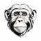 Chimpanzee Face: Clean And Sharp Black And White Illustration