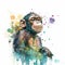 Chimpanzee. Hand drawn watercolor illustration on white background