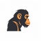 Chimpanzee Head Logo: Dark, Satirical Illustration In Minimalistic Style