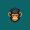 Chimpanzee Icon: Monkey Head Logo In Minimalistic Flat Style