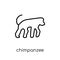 chimpanzee icon. Trendy modern flat linear vector chimpanzee icon on white background from thin line animals collection