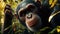 Chimpanzee in the jungle, AI generated illustration , realistic