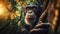 Chimpanzee in the jungle, Realistic AI generated illustration