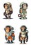 Chimpanzee Monkey Astronaut. Space suit vector illustration collection icon set