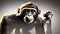 Chimpanzee Monkey with small monkey on isolated background. Closeup illustration in high resolution