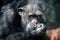 Chimpanzee Pan Troglodytes Looking at Hand