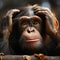 Chimpanzees sorrowful countenance hints at its underlying feelings of sadness and dejection
