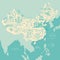 China abstract map, contour vector illustration