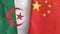 China and Algeria two flags textile cloth 3D rendering