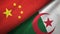 China and Algeria two flags textile cloth, fabric texture