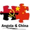 China and Angola flags in puzzle