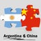 China and Argentina flags in puzzle