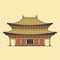 China, asian temple, vector outline illustration