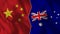 China and Australia Half Flags Together