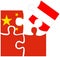 China - Austria : puzzle shapes with flags