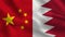 China and Bahrain - Two Half Flags Together