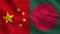 China and Bangladesh - Two Half Flags Together